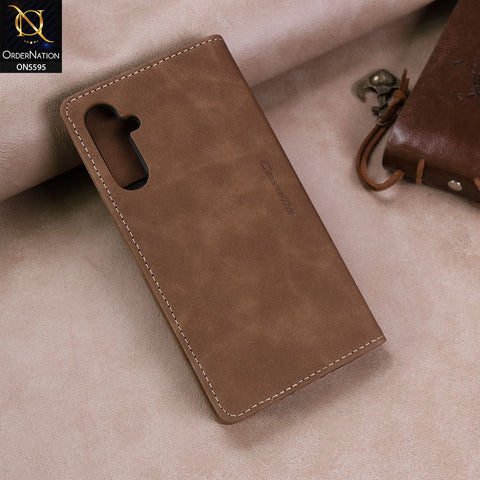 Samsung Galaxy A34 5G Cover - Brown -  CaseMe Premium High Quality Wallet Magnetic Suede Leather Case