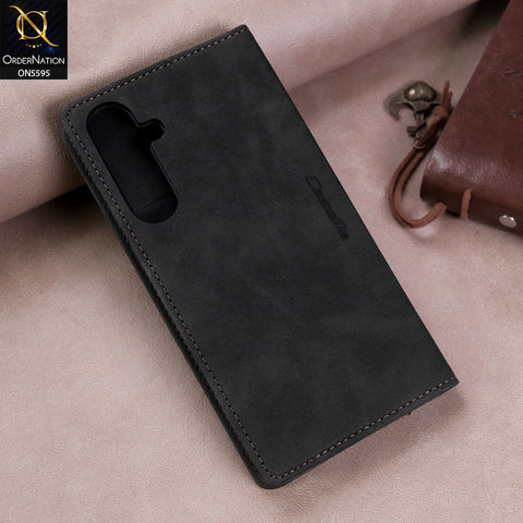 Samsung Galaxy A35 Cover - Black -  CaseMe Premium High Quality Wallet Magnetic Suede Leather Case