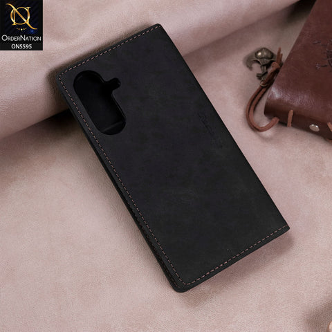 Samsung Galaxy A36 Cover - Black -  CaseMe Premium High Quality Wallet Magnetic Suede Leather Case