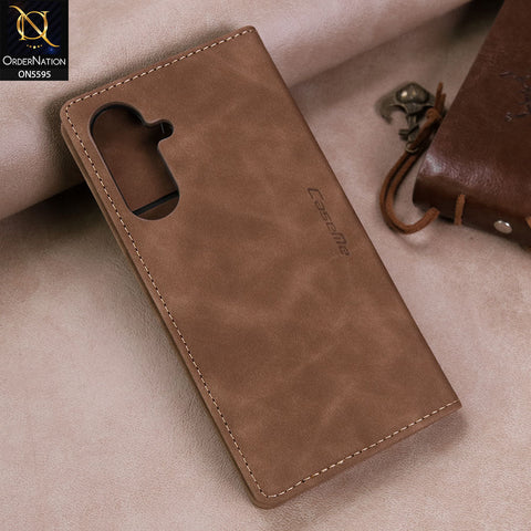 Samsung Galaxy A56 Cover - Brown -  CaseMe Premium High Quality Wallet Magnetic Suede Leather Case