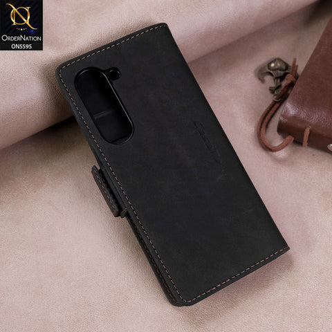 Samsung Galaxy Z Fold 5 5G Cover - Black -  CaseMe Premium High Quality Wallet Magnetic Suede Leather Case
