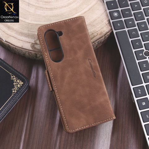 Samsung Galaxy Z Fold 5 5G Cover - Brown - CaseMe Premium High Quality Wallet Magnetic Suede Leather Case