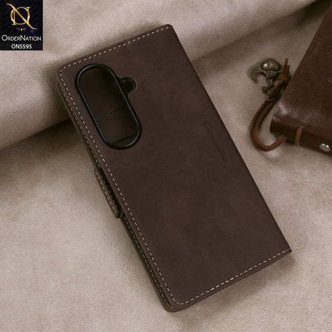 Samsung Galaxy Z Fold 7 Cover - Coffee -  CaseMe Premium High Quality Wallet Magnetic Suede Leather Case