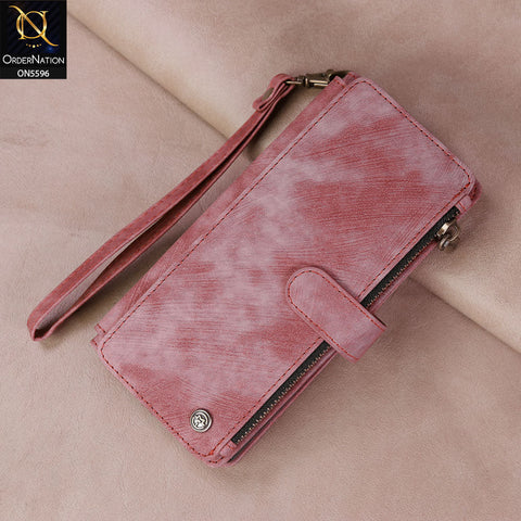 Samsung Galaxy Z Fold 7 Cover - Red -  CaseMe Premium Vintage Leather Folio Zipper Wallet Case with Magnetic Closure and 7 Card Slots