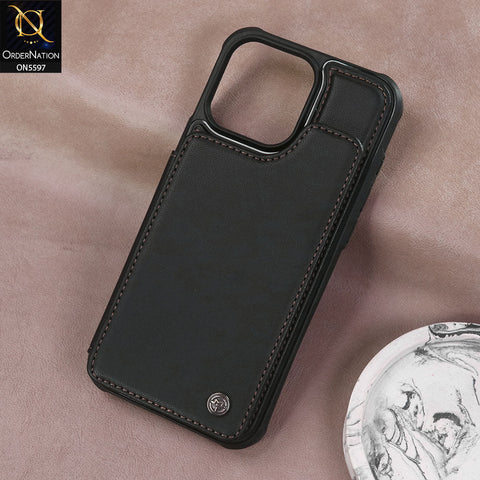 iPhone 16 Pro Max Cover - Black -  CaseMe Premium Wallet Case with RFID Blocking & Kickstand Black