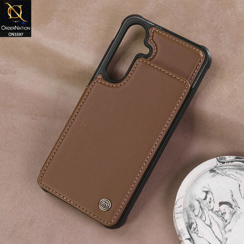 Samsung Galaxy S24 FE Cover - Brown -  CaseMe Premium Wallet Case with RFID Blocking & Kickstand Black