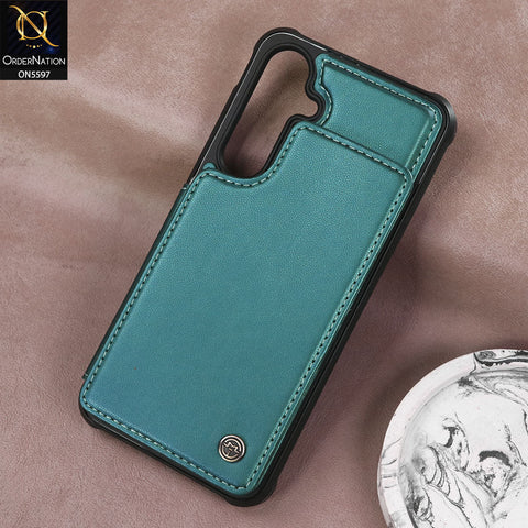 Samsung Galaxy S24 FE Cover - Green -  CaseMe Premium Wallet Case with RFID Blocking & Kickstand Black