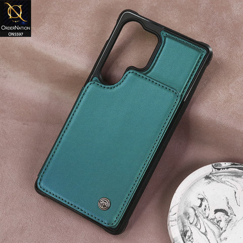 Samsung Galaxy S25 Ultra Cover - Green -  CaseMe Premium Wallet Case with RFID Blocking & Kickstand Black