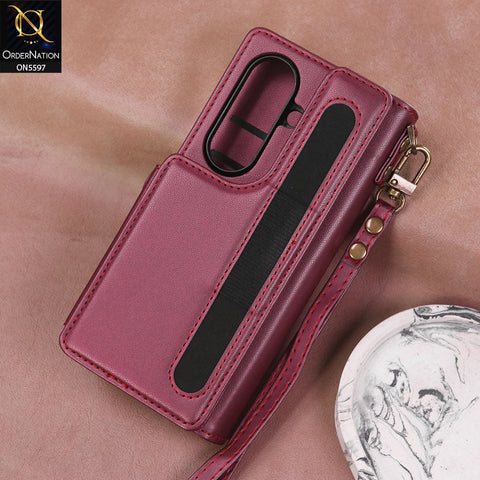 Samsung Galaxy Z Fold 7 Cover - Red -  CaseMe Premium Wallet Case with RFID Blocking & Kickstand Black