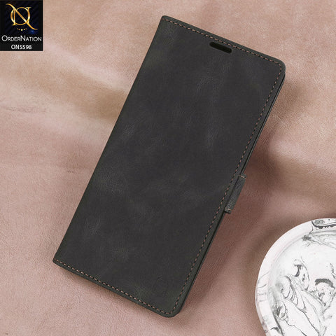 Samsung Galaxy S23 Ultra Cover - Black -  AutSpace Soft Slim Folio Flip PU Leather RFID Blocking Wallet Case with 2 Cards Slot