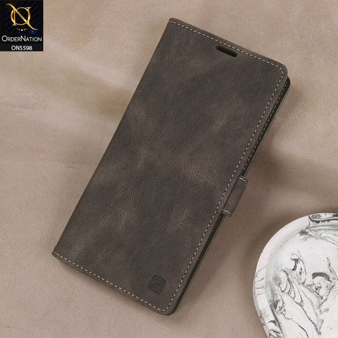 Samsung Galaxy S23 Ultra Cover - Brown -  AutSpace Soft Slim Folio Flip PU Leather RFID Blocking Wallet Case with 2 Cards Slot