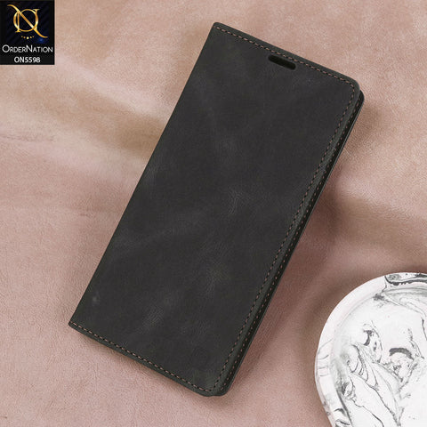 Samsung Galaxy S24 FE Cover - Black -  AutSpace Soft Slim Folio Flip PU Leather RFID Blocking Wallet Case with 2 Cards Slot