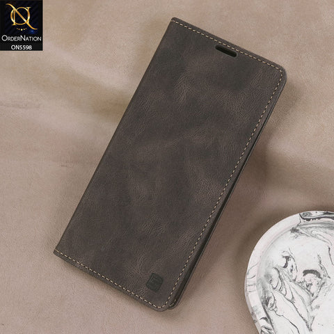 Samsung Galaxy S24 FE Cover - Brown -  AutSpace Soft Slim Folio Flip PU Leather RFID Blocking Wallet Case with 2 Cards Slot