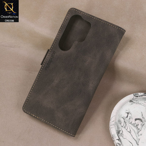 Samsung Galaxy S24 Ultra Cover - Brown -  AutSpace Soft Slim Folio Flip PU Leather RFID Blocking Wallet Case with 2 Cards Slot