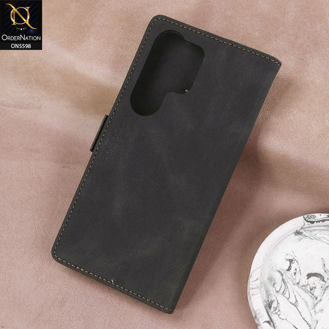 Samsung Galaxy S25 Ultra Cover - Black -  AutSpace Soft Slim Folio Flip PU Leather RFID Blocking Wallet Case with 2 Cards Slot