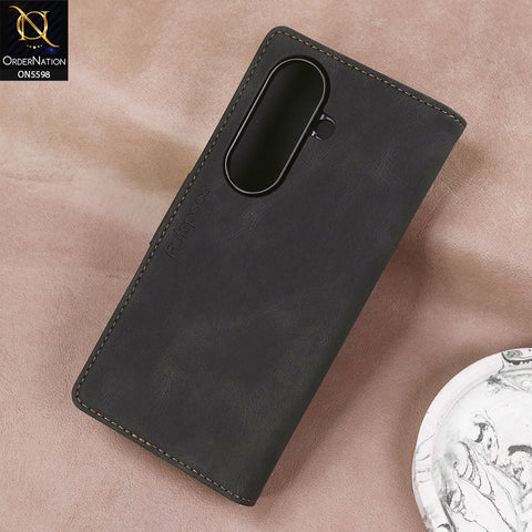 Samsung Galaxy Z Fold 7 Cover - Black -  AutSpace Soft Slim Folio Flip PU Leather RFID Blocking Wallet Case with 2 Cards Slot