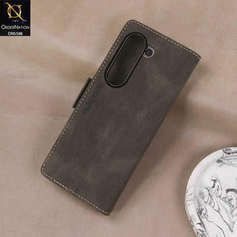 Samsung Galaxy Z Fold 7 Cover - Brown -  AutSpace Soft Slim Folio Flip PU Leather RFID Blocking Wallet Case with 2 Cards Slot