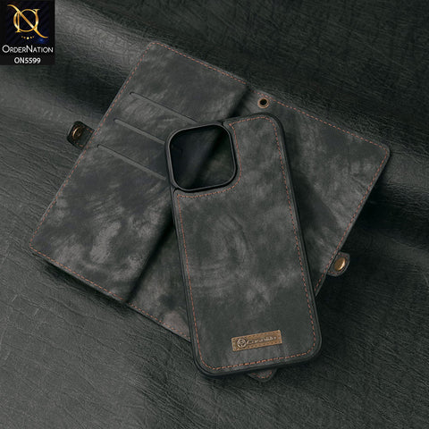 iPhone 16 Pro Max Cover - Black -  New Premium CaseMe  Detachable Folio Zipper Purse Leather Wallet Case with 8 Card Slots