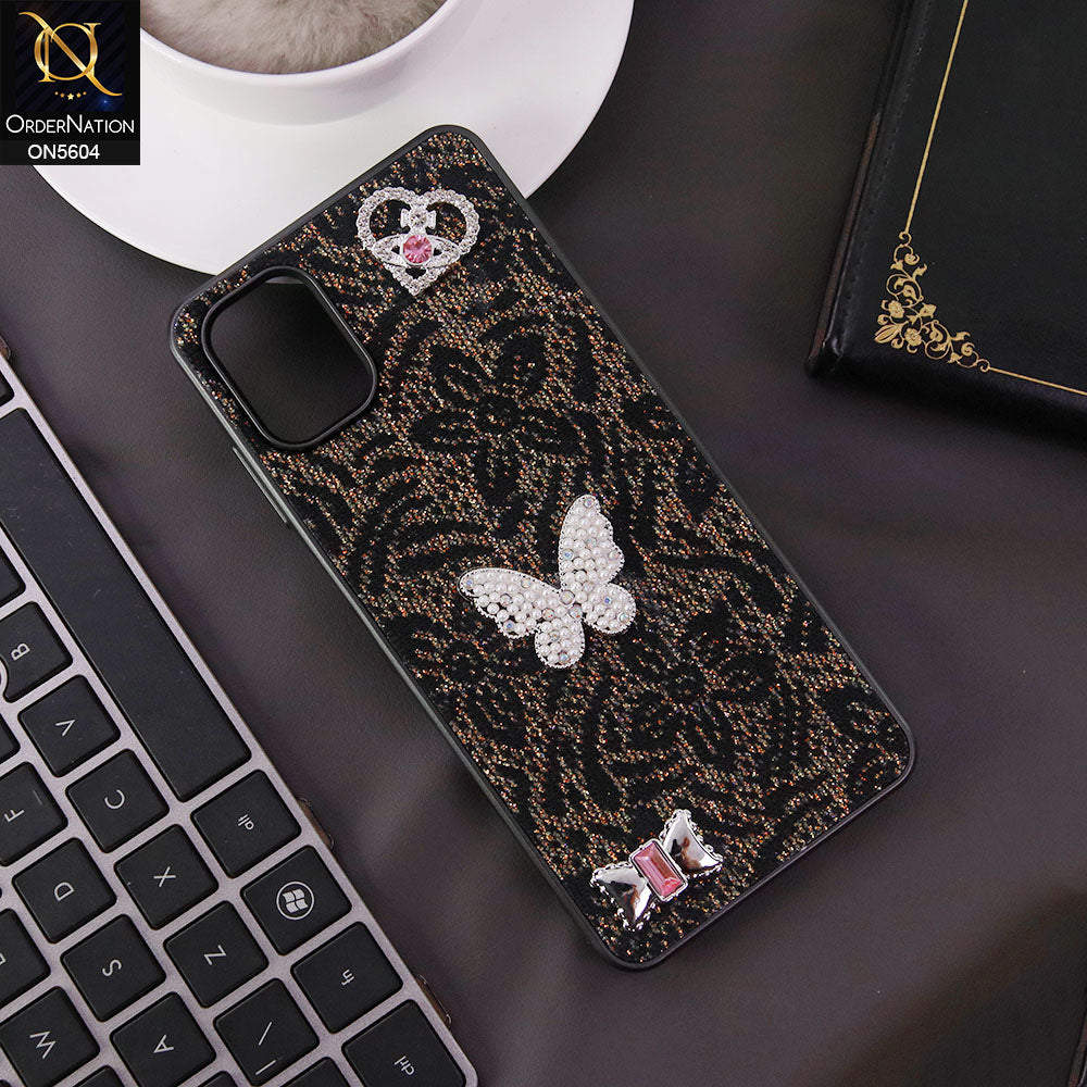 Samsung Galaxy A06 Cover - Black -  Elegant Fancy 3D Rhinestomes Thin Protective Soft Borders Case