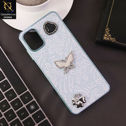 Samsung Galaxy A06 Cover - Blue -  Elegant Fancy 3D Rhinestomes Thin Protective Soft Borders Case