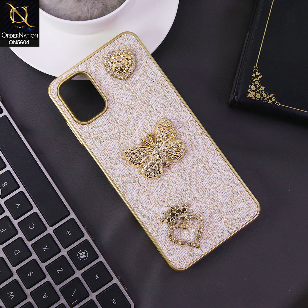 Samsung Galaxy A06 Cover - Golden -  Elegant Fancy 3D Rhinestomes Thin Protective Soft Borders Case