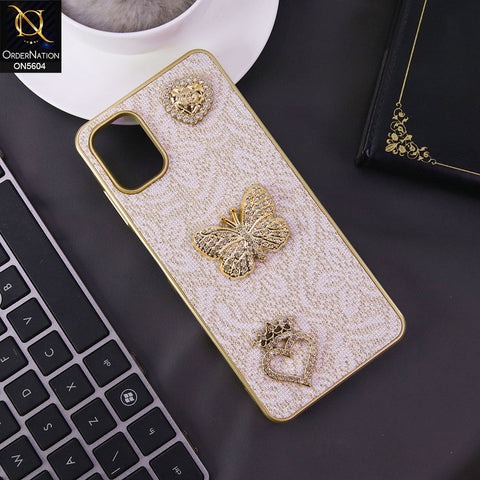 Samsung Galaxy A06 Cover - Golden -  Elegant Fancy 3D Rhinestomes Thin Protective Soft Borders Case