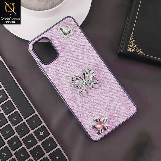 Samsung Galaxy A06 Cover - Purple -  Elegant Fancy 3D Rhinestomes Thin Protective Soft Borders Case