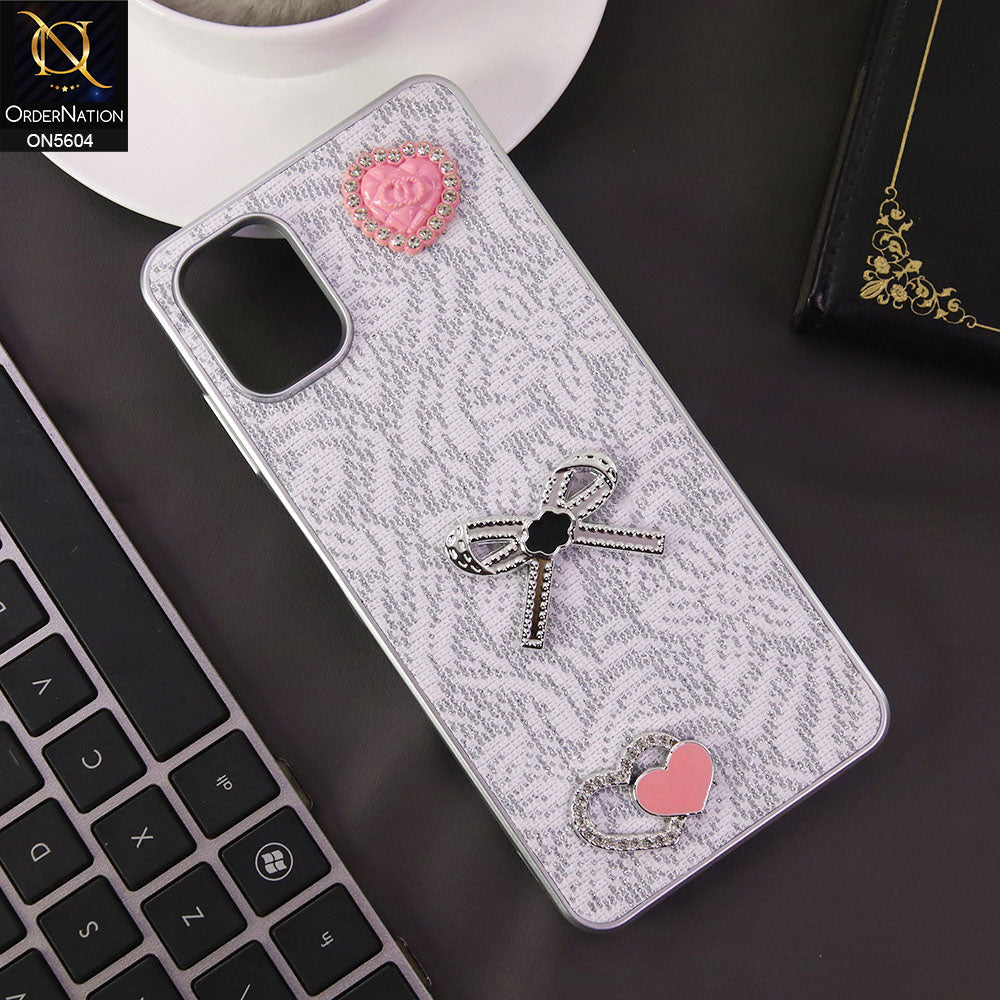 Samsung Galaxy A06 Cover - White -  Elegant Fancy 3D Rhinestomes Thin Protective Soft Borders Case