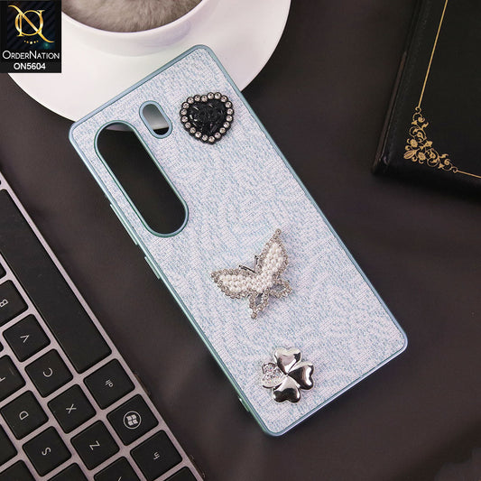 Tecno Camon 40 Pro Cover - Blue -  Elegant Fancy 3D Rhinestomes Thin Protective Soft Borders Case