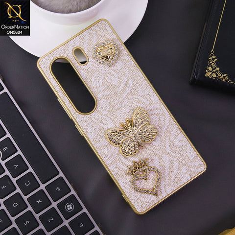 Tecno Camon 40 Pro Cover - Golden -  Elegant Fancy 3D Rhinestomes Thin Protective Soft Borders Case
