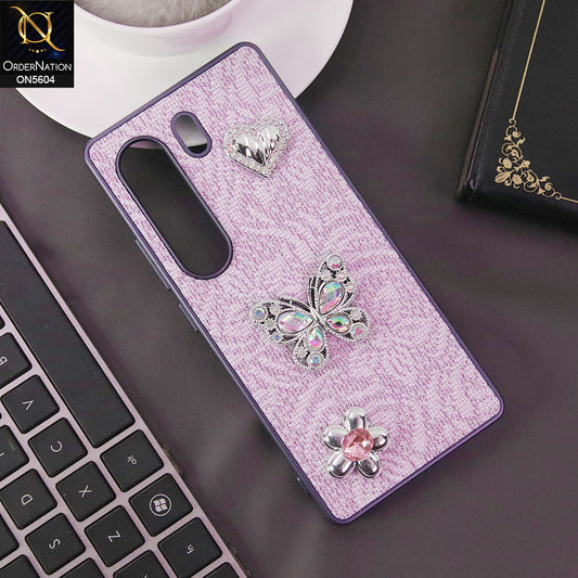 Tecno Camon 40 Pro Cover - Purple -  Elegant Fancy 3D Rhinestomes Thin Protective Soft Borders Case