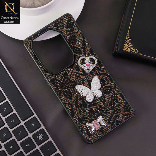 Infinix Hot 50 Pro Plus Cover - Black -  Elegant Fancy 3D Rhinestomes Thin Protective Soft Borders Case