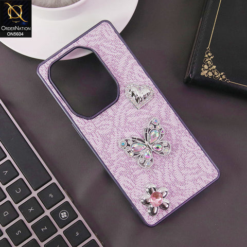 Infinix Hot 50 Pro Plus Cover - Purple -  Elegant Fancy 3D Rhinestomes Thin Protective Soft Borders Case