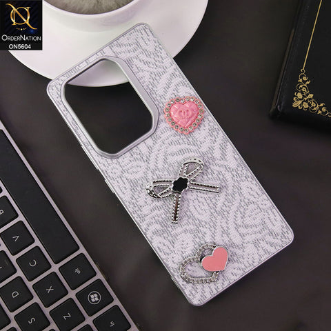 Infinix Note 50 Pro 4G Cover - White -  Elegant Fancy 3D Rhinestomes Thin Protective Soft Borders Case