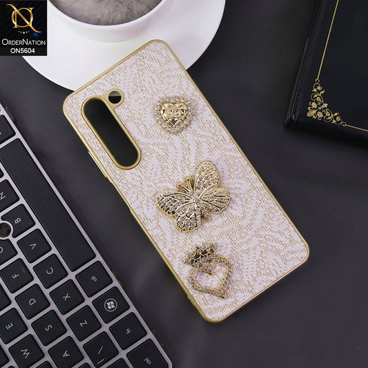 Oppo A5 Pro 4G Cover - Golden -  Elegant Fancy 3D Rhinestomes Thin Protective Soft Borders Case
