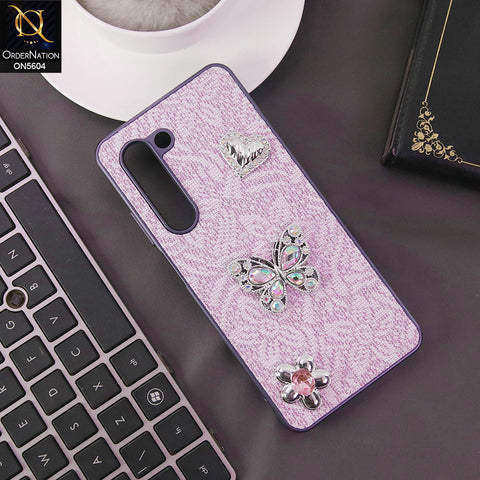 Oppo A5 Pro 5G Cover - Purple -  Elegant Fancy 3D Rhinestomes Thin Protective Soft Borders Case