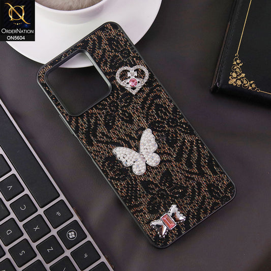 Realme Narzo N53 Cover - Black -  Elegant Fancy 3D Rhinestomes Thin Protective Soft Borders Case