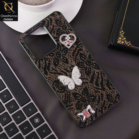 Realme Narzo N53 Cover - Black -  Elegant Fancy 3D Rhinestomes Thin Protective Soft Borders Case