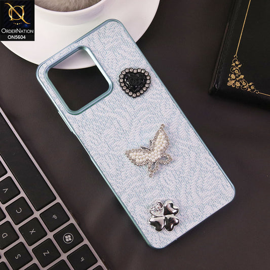 Realme C51 Cover - Blue -  Elegant Fancy 3D Rhinestomes Thin Protective Soft Borders Case