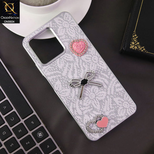 Realme C51 Cover - White -  Elegant Fancy 3D Rhinestomes Thin Protective Soft Borders Case