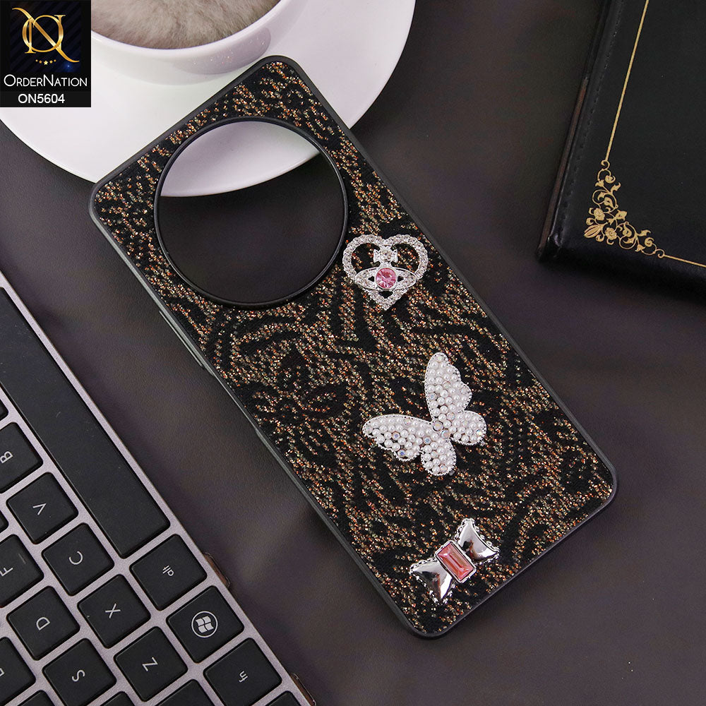 Xiaomi Redmi A3x Cover - Black -  Elegant Fancy 3D Rhinestomes Thin Protective Soft Borders Case
