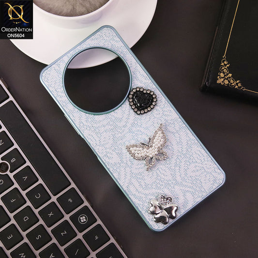 Xiaomi Redmi A3x Cover - Blue -  Elegant Fancy 3D Rhinestomes Thin Protective Soft Borders Case