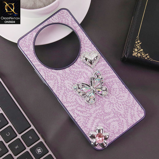 Xiaomi Redmi A3x Cover - Purple -  Elegant Fancy 3D Rhinestomes Thin Protective Soft Borders Case