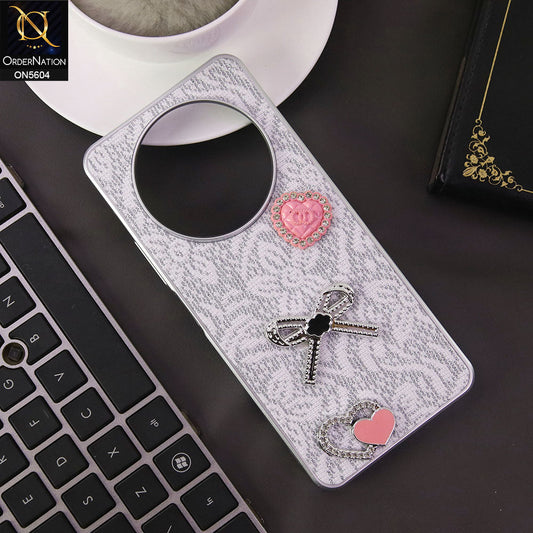 Xiaomi Redmi 14R Cover - White -  Elegant Fancy 3D Rhinestomes Thin Protective Soft Borders Case