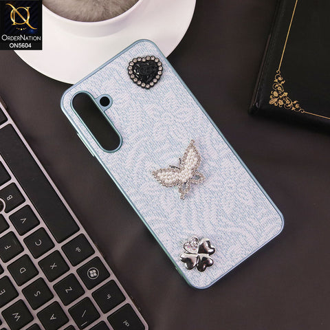 Samsung Galaxy A16 Cover - Blue -  Elegant Fancy 3D Rhinestomes Thin Protective Soft Borders Case