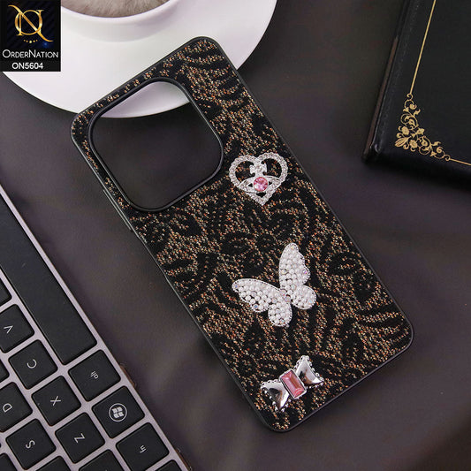 Infinix Hot 40i Cover - Black -  Elegant Fancy 3D Rhinestomes Thin Protective Soft Borders Case