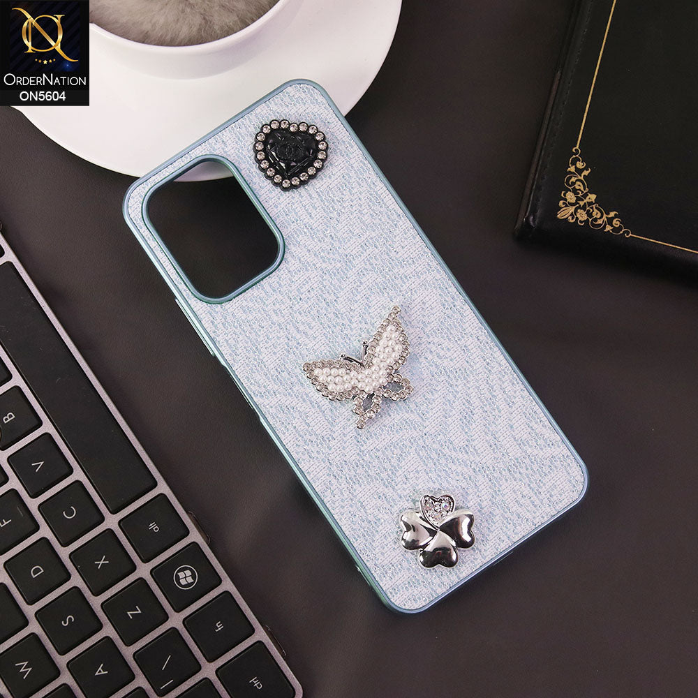 Infinix Smart 10 Cover - White -  Elegant Fancy 3D Rhinestomes Thin Protective Soft Borders Case