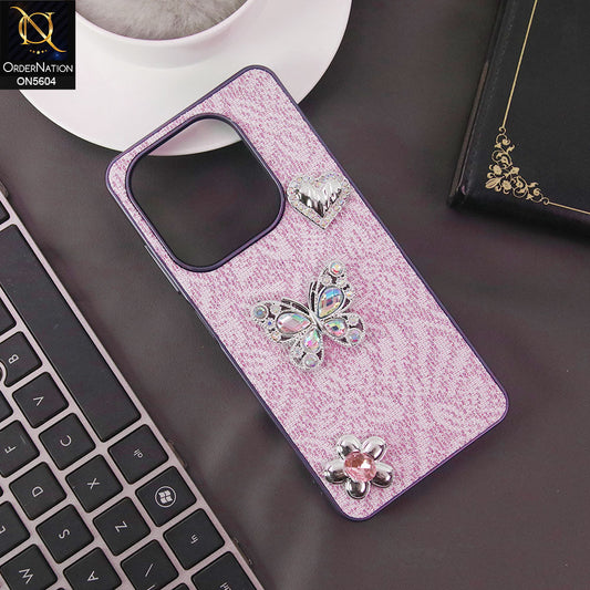 Tecno Spark Go 2024 Cover - Purple -  Elegant Fancy 3D Rhinestomes Thin Protective Soft Borders Case