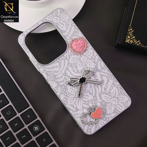 Infinix Smart 8 HD Cover - White -  Elegant Fancy 3D Rhinestomes Thin Protective Soft Borders Case
