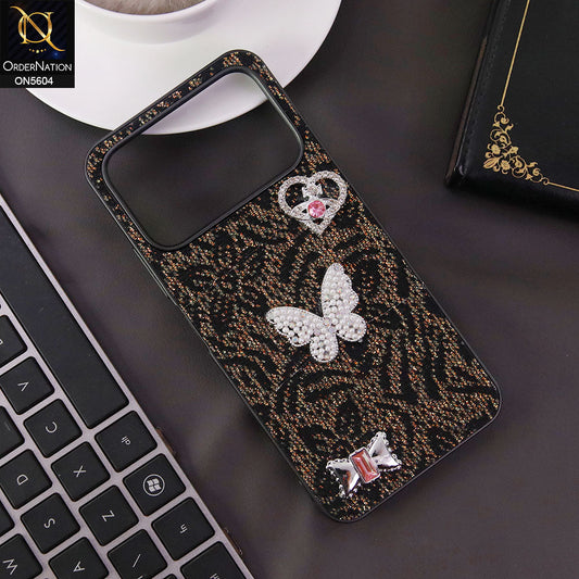 Tecno Spark 40 Cover - Black -  Elegant Fancy 3D Rhinestomes Thin Protective Soft Borders Case